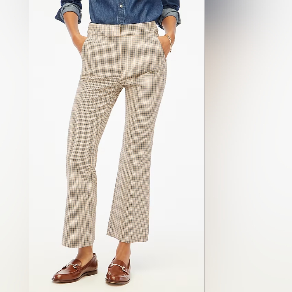 J. Crew Factory Kelsey Tan Plaid Cropped Pants